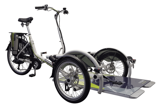Velo Plus Rollstuhlfahrrad mit Rollstuhlauffahrtsplatte